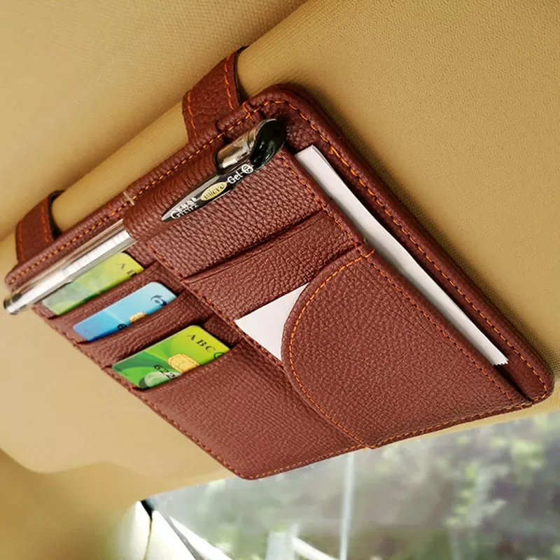 

Sun Visor CD DVD Card Pu Leather Organizer Pen Stowing Case Auto Multifunctional Storage Holder Clip Holder Car Styling