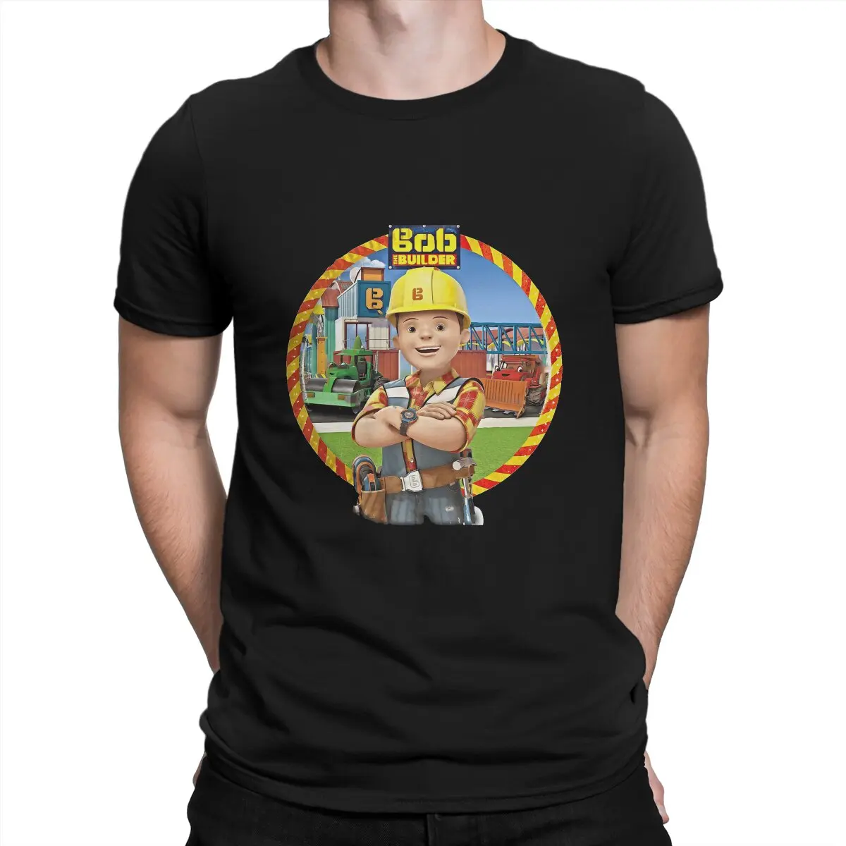 

With Friends Men T Shirt Bob The Builder Fashion Tees Short Sleeve Round Collar T-Shirt Pure Cotton Gift Idea Clothing