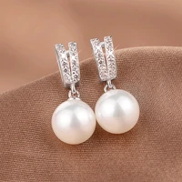 new trendy simulated pearl dangle earrings for women fashion wedding engagement accessories simple stylish girls earrings