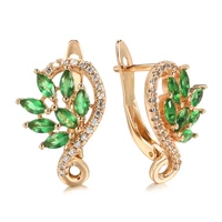 kinel hot trendy earrings fashion jewelry 2022 green natural zircon earring for women 585 rose gold bridal wedding jewelry