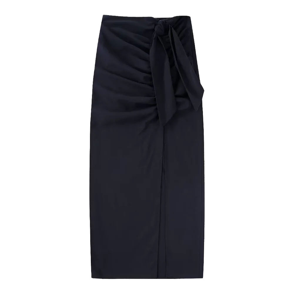 

Юбка-миди женская с бантом, модная шикарная в стиле ретро, с завышенной талией, на молнии сбоку, лето