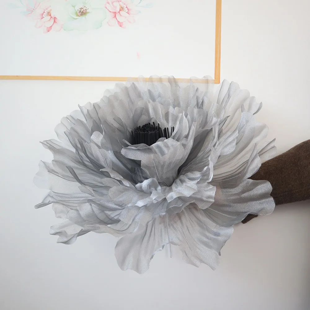 

Искусственный цветок пиона 50 см шелковый черный