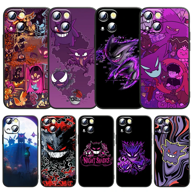 

Pokemon Ghost Gengar Phone Case For Apple iPhone 14 13 12 11 SE XS XR X 7 8 6 5 mini Plus Pro MAX 2020 Black Cover FUndas