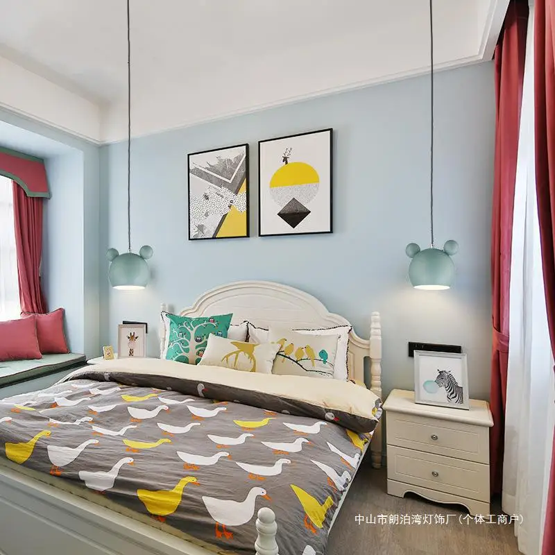 Люстра в скандинавском стиле с изображением Макарон и Микки прикроватная лампа