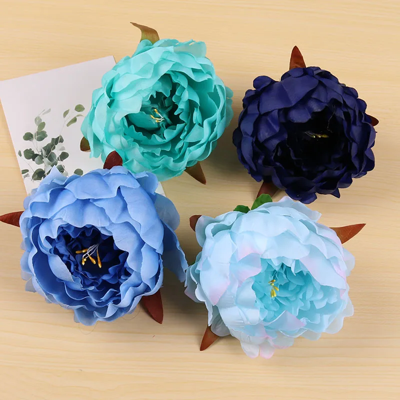 

5pcs Artificial Peony Flower heads Silk Flower for wedding decoration Wreath Scrapbooking DIY Craft Fake Flowers