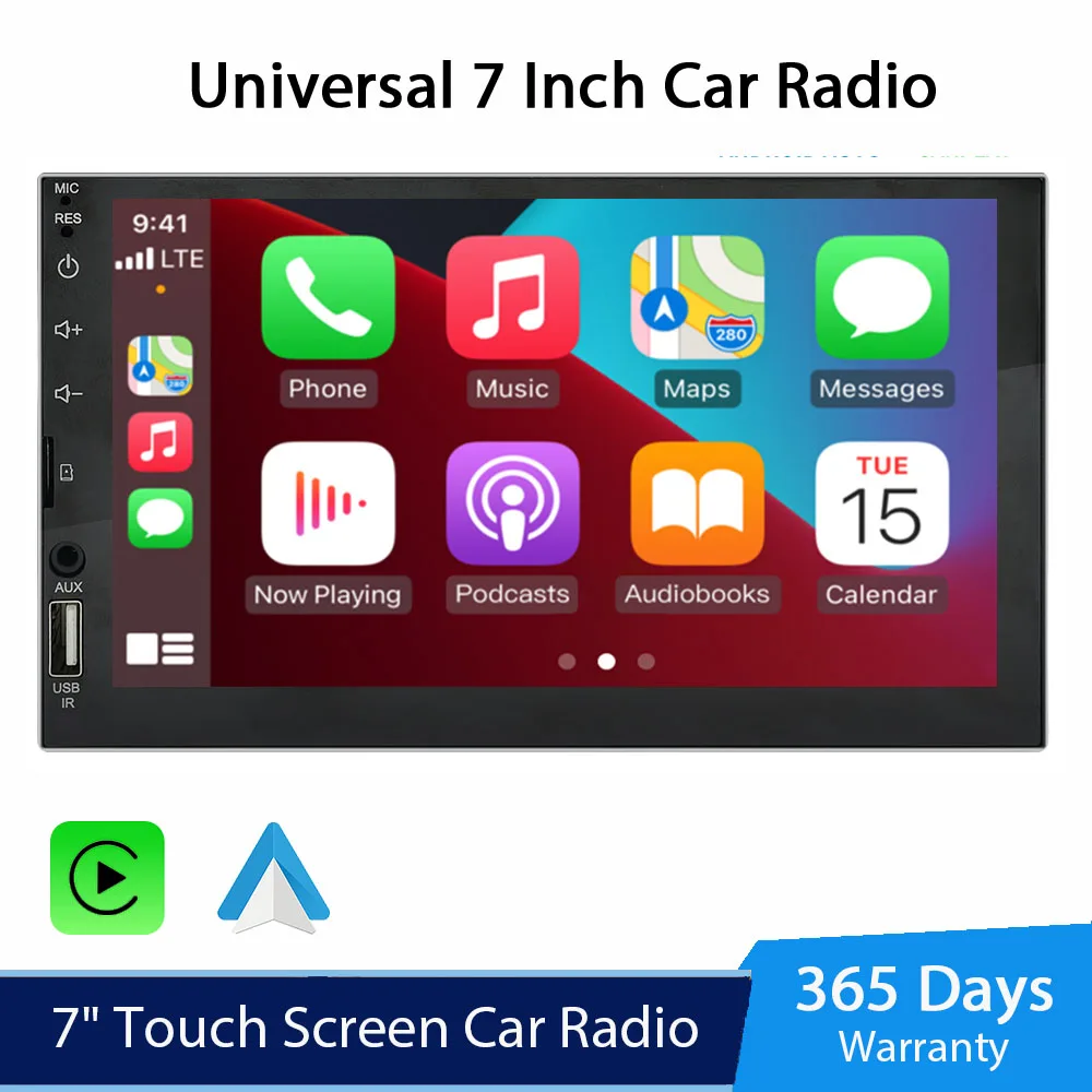 Автомагнитола CarPlay, 2 din, Android, 7-дюймовый дисплей, Bluetooth, гарнитура громкой связи, TF, Aux-in, USB, головное устройство, FM, стерео