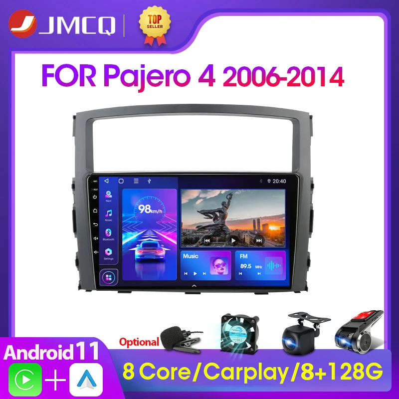 JMCQ Android Car Stereo Radio Multimedia Video Player For Mitsubishi Pajero 4 V80 V90 2006 - 2014 2 Din dvd Head Unit Carplay