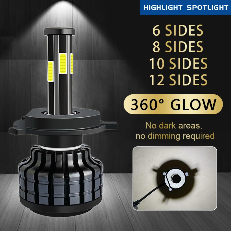 H1 H7 LED 6 сторосветодиодный 360 градусов H4 9006 лм HB3 HB4 светодиодный H11 H8 H9 9005 лампа для