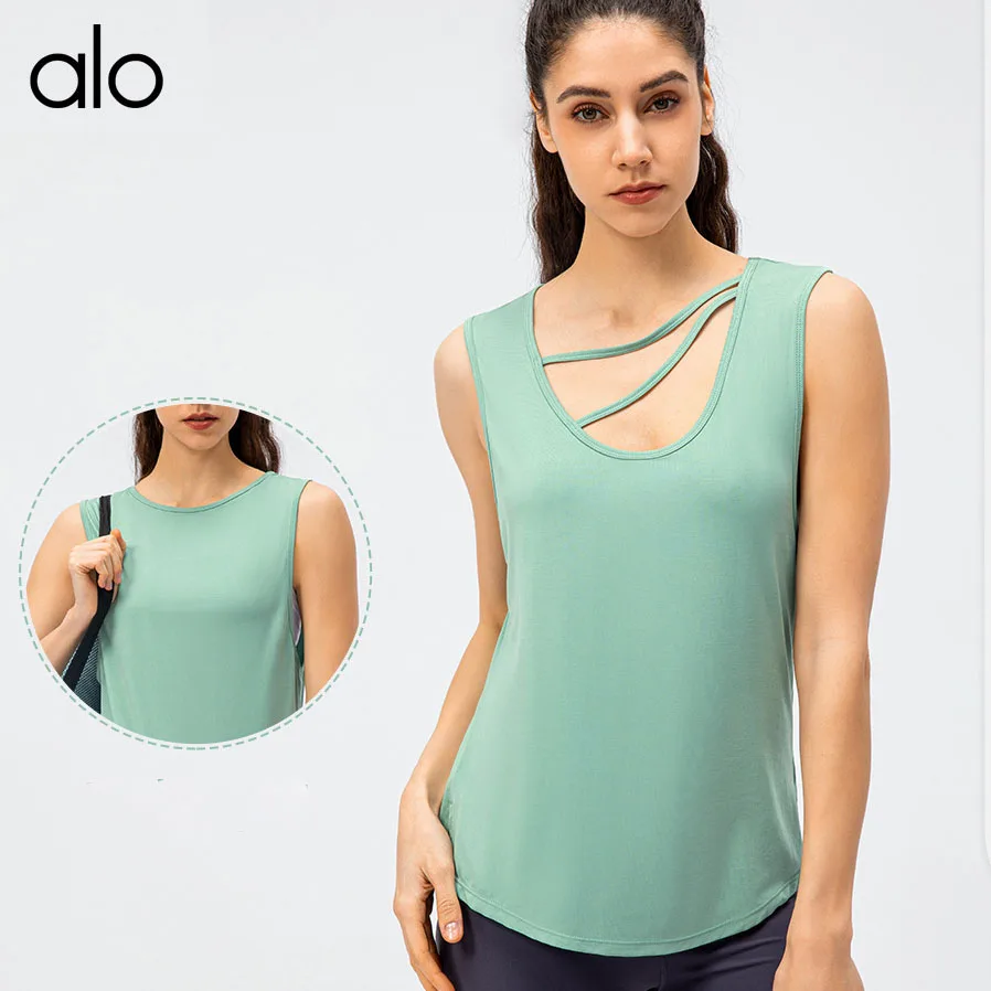 

Alo Yoga Woman Plus Size Modal Sleeveless T-Shirts Jogging Fitness Crop Top Quick Dry Sports Loose Tank Summer Gym Wear XS