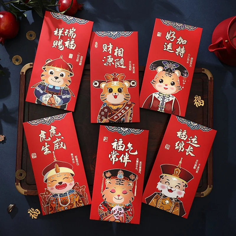 

Китайские красные конверты, 36 шт., счастливые деньги в год Тигра, красные пакеты Hong Bao, товары для праздника Весны