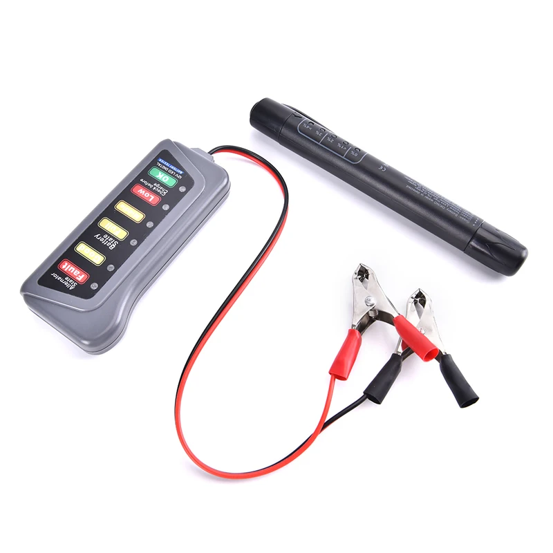 

12V Digital Battery Alternator Tester with 6 LED Lights Display Battery Testers with Brake Fluid Tester For Car Motorcycle