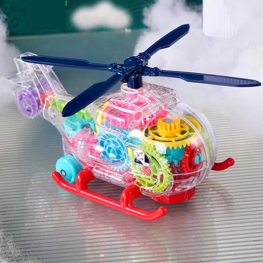 

Электрический Универсальный прозрачный вращающийся механический вертолет с звуковой подсветкой музыкальные игрушки для детей