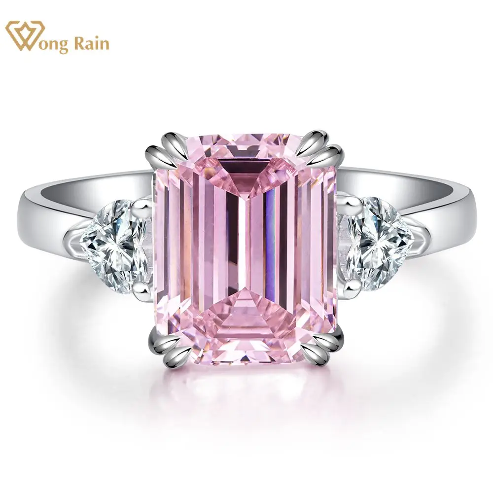 

Wong Rain 925 пробы, серебро, изумруд, Белый сапфир, розовый сапфир, высокоуглеродные бриллианты, ювелирные украшения, обручальное кольцо для свадьбы