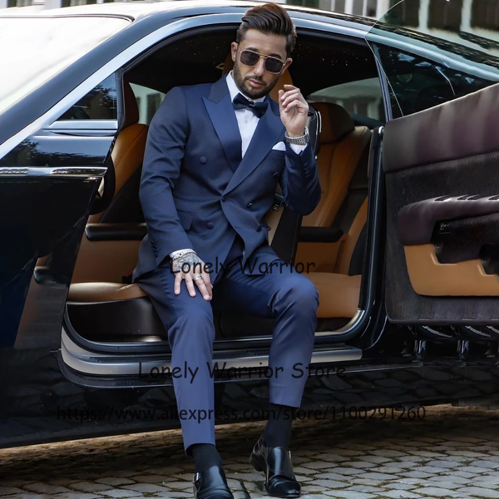 Navy Blue Suits For Mens Wedding Groom Tuxedo Formal Business Blazer Banquet Slim Fit 2 Piece Set Terno Masculino Jacket Pants