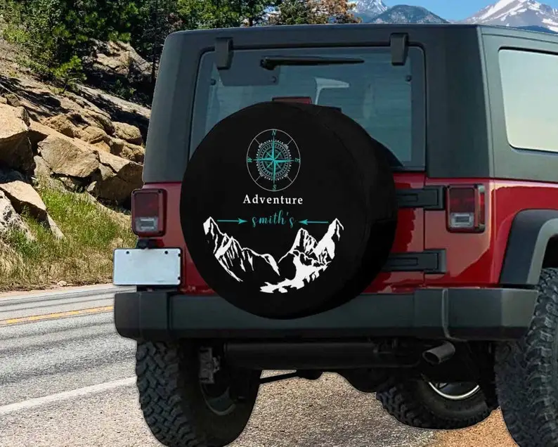 

Unique Spare Tire Cover w Name & Compass Pattern, Custom Spare Tire Cover for Boyfriend, Personalized Spare Tire Protector, SUV
