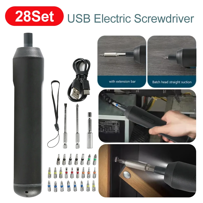 Мини-аккумуляторная электрическая отвертка 1300 мАч перезаряжаемая регулируемая