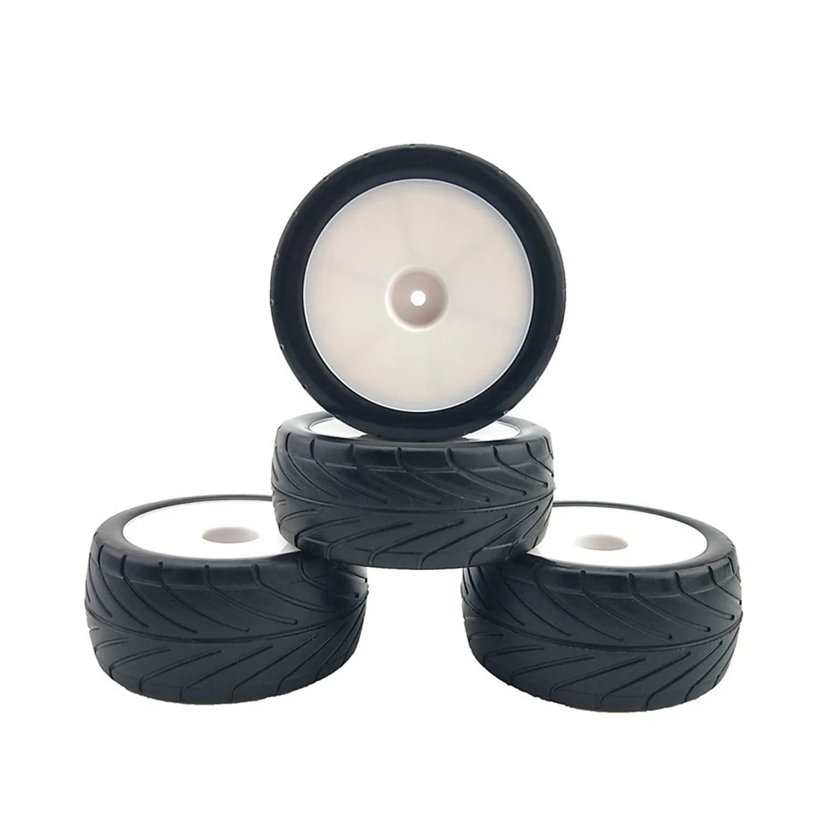 

4 PCS WR8 Tire Running Broker Road Tire for 94177-94118 1/10 Off-Road Vehicle Tire,White