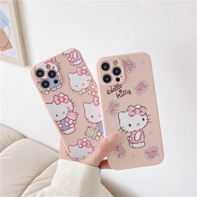 

Hello Kitty Cute Cartoon Phone Cases For iPhone 12 11 Pro Max XR XS MAX 8 X 7 2022 Lady Girl Soft Silicone Cover Gift