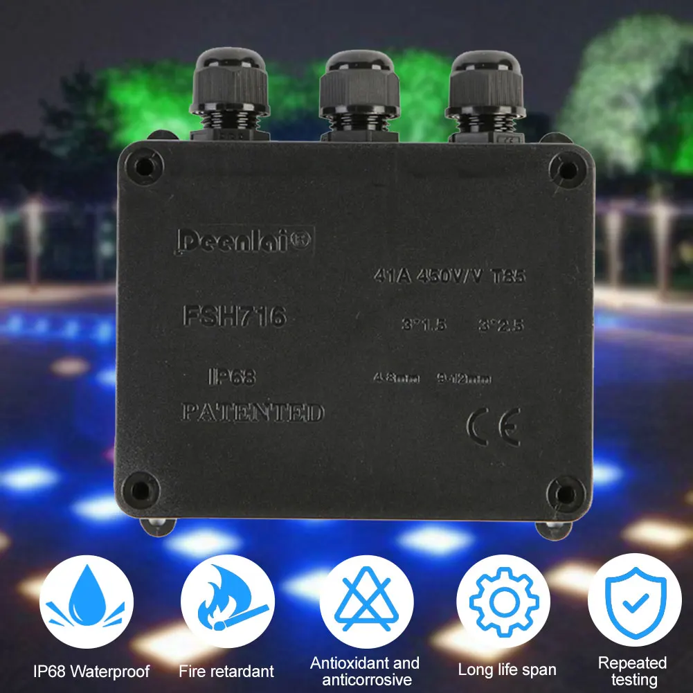 

Junction Box Flame Retardant Easy Install Enclosure Home Electrical Cable Connector IP68 Waterproof Outdoor Shell 3 Way Terminal