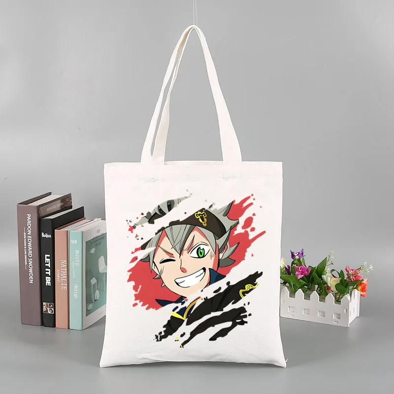 Женская Повседневная Холщовая Сумка-тоут С Принтом Черного Клевера В Стиле Аниме