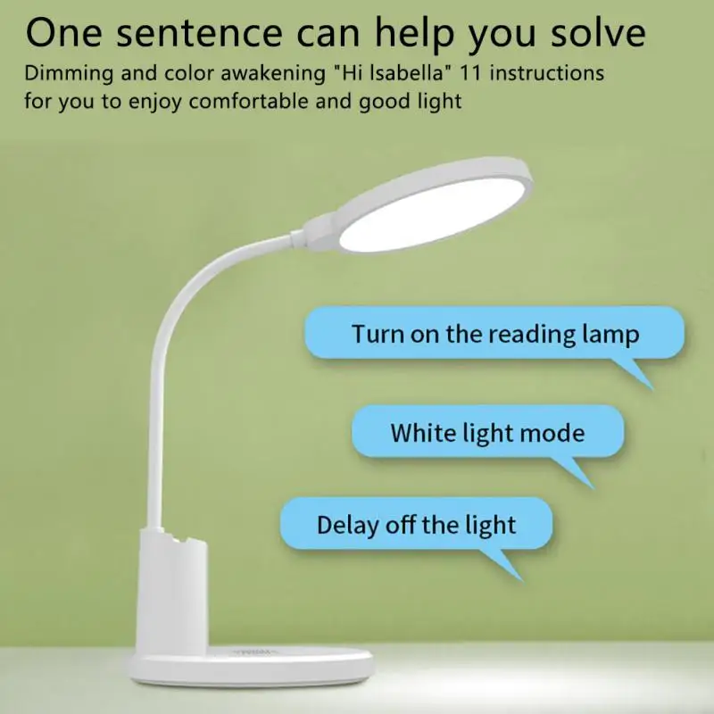 

Intelligent AI English Control Voice Desk Lamp Student Reading Eye Protection Bedside Pen Holder Timing Multifunction Table Lamp