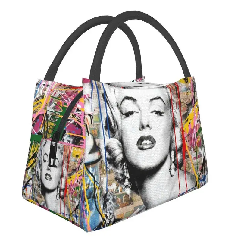 

Custom Angel Marilynmonroe Abstract Art Lunch Bag Women Cooler Warm Insulated Lunch Box for Picnic Camping Work Travel