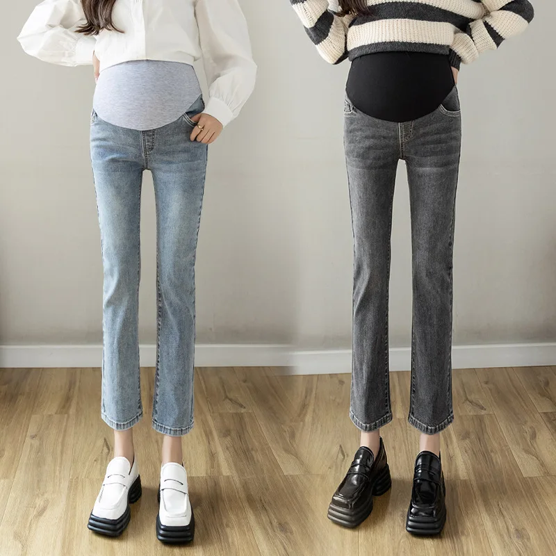 

Джинсы для беременных женщин, осенние и зимние брюки, узкие брюки, зимние модные штаны