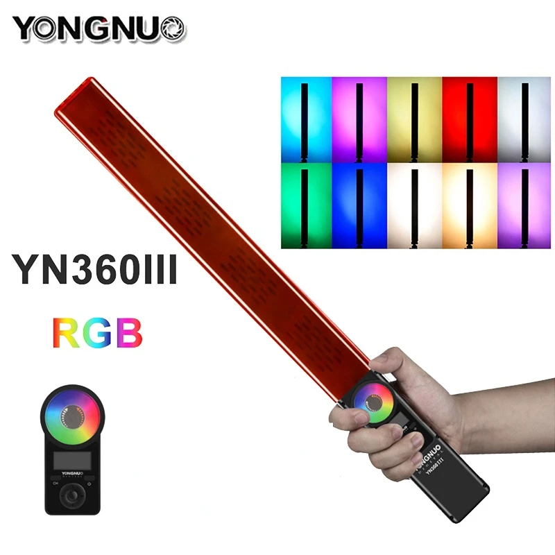 

Yongnuo YN360 III YN360III ручной светодиодный видео свет 3200K-5500K RGB цветной ледяной фсветильник рь с дистанционным управлением через приложение для тел...