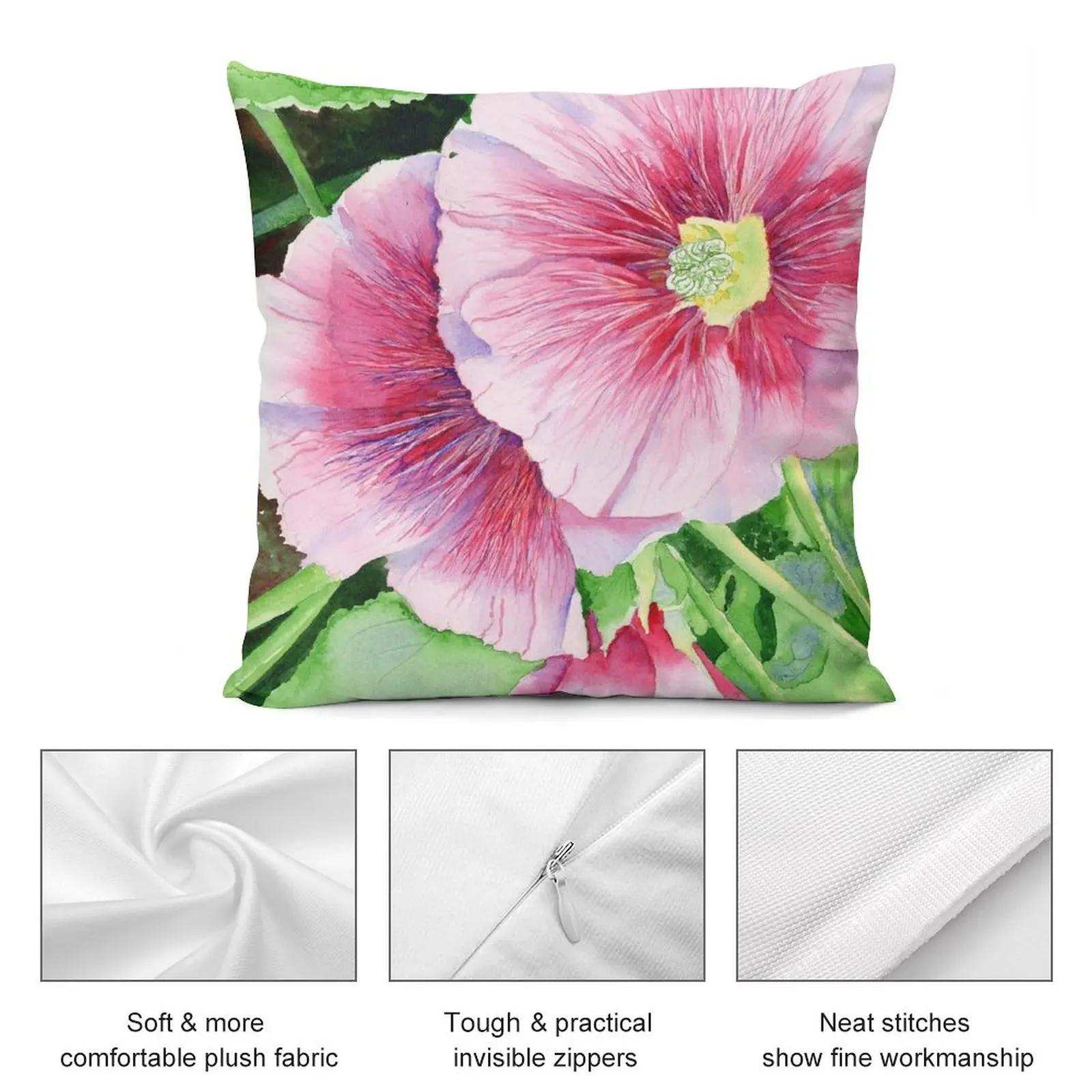 Розовые подушки Hollyhocks рождественские наволочки декоративные Новогодняя подушка