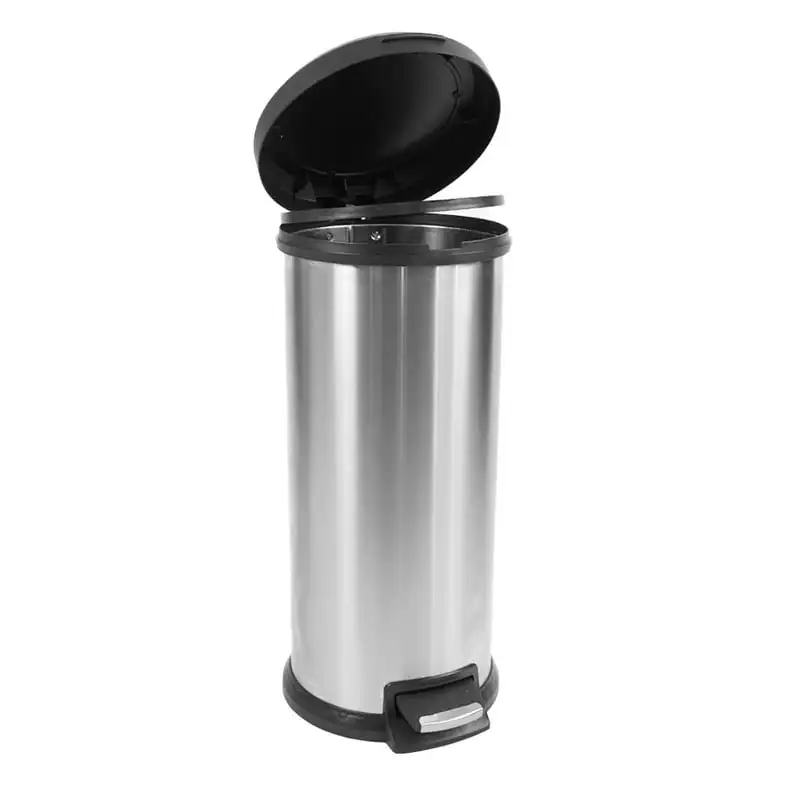 

Gallon Trash Can Round Stainless Steel Office Garbage Trash Can with Lid