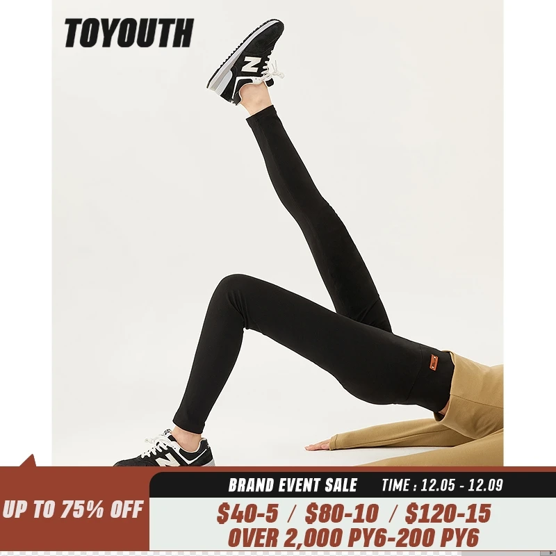 Toyouth Women Leggings Pants 2022 Winter Elastic Waist Skinny Hip Lift Long Trousers Gray Black Cycling Yoga Sport Shark Pants