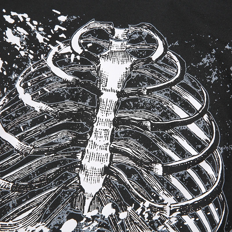 Женская футболка с коротким рукавом готическая Черная графическим принтом