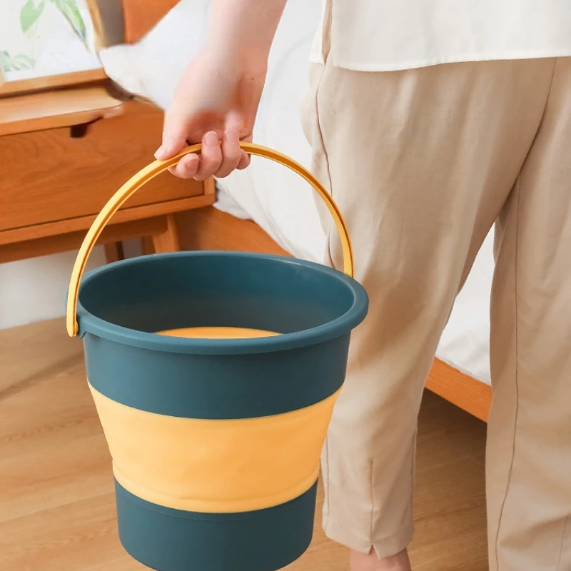 

S4.6L Silicone Bucket for Fishing Promotion Folding Bucket Car Wash Outdoor Fishing Supplies Square Bathroom Kitchen Camp Bucket