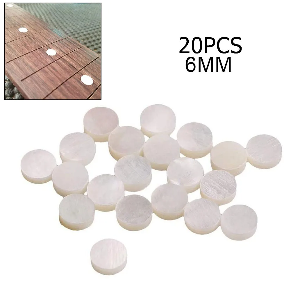 

20Pcs Guitar Lnlay Position Dots Fret Markers White Pearl Sound Dots Tone Point Guitar Accessories DIY Material Diameter 6mm