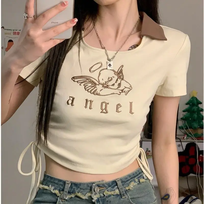 

Новое поступление, летняя черная полосатая футболка Jielur 2022, женские футболки с коротким рукавом и круглым вырезом в Корейском стиле, Повсед...