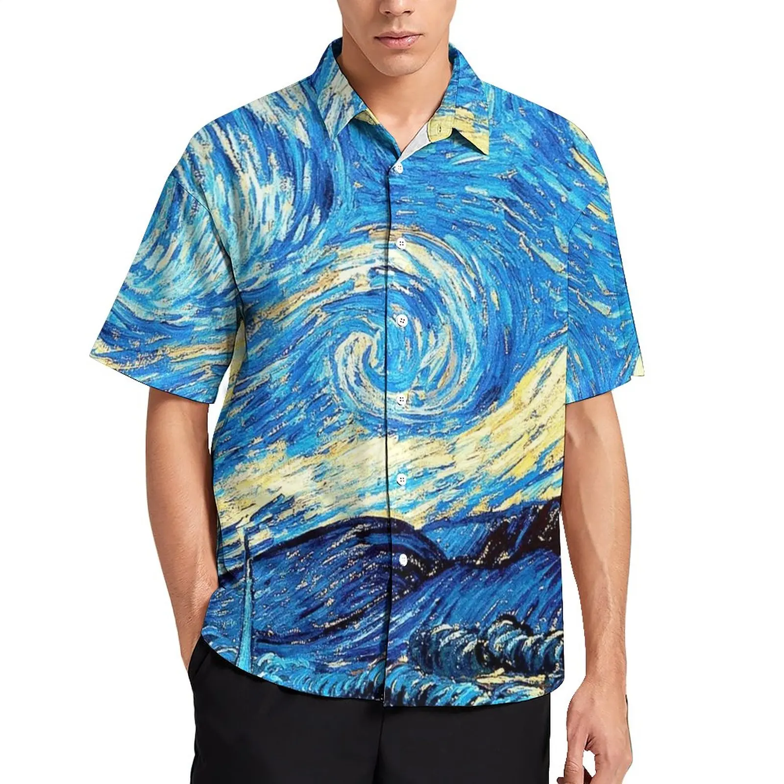 

Мужская Повседневная рубашка с коротким рукавом, в гавайском стиле