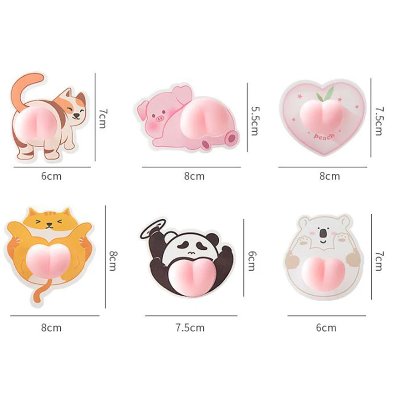 

Cute Butt Car Bumper Sticker 3D Silicone Cartoon Anti-collision Anti-Scratch Door Rearview Mirror Protection Phone Decoration