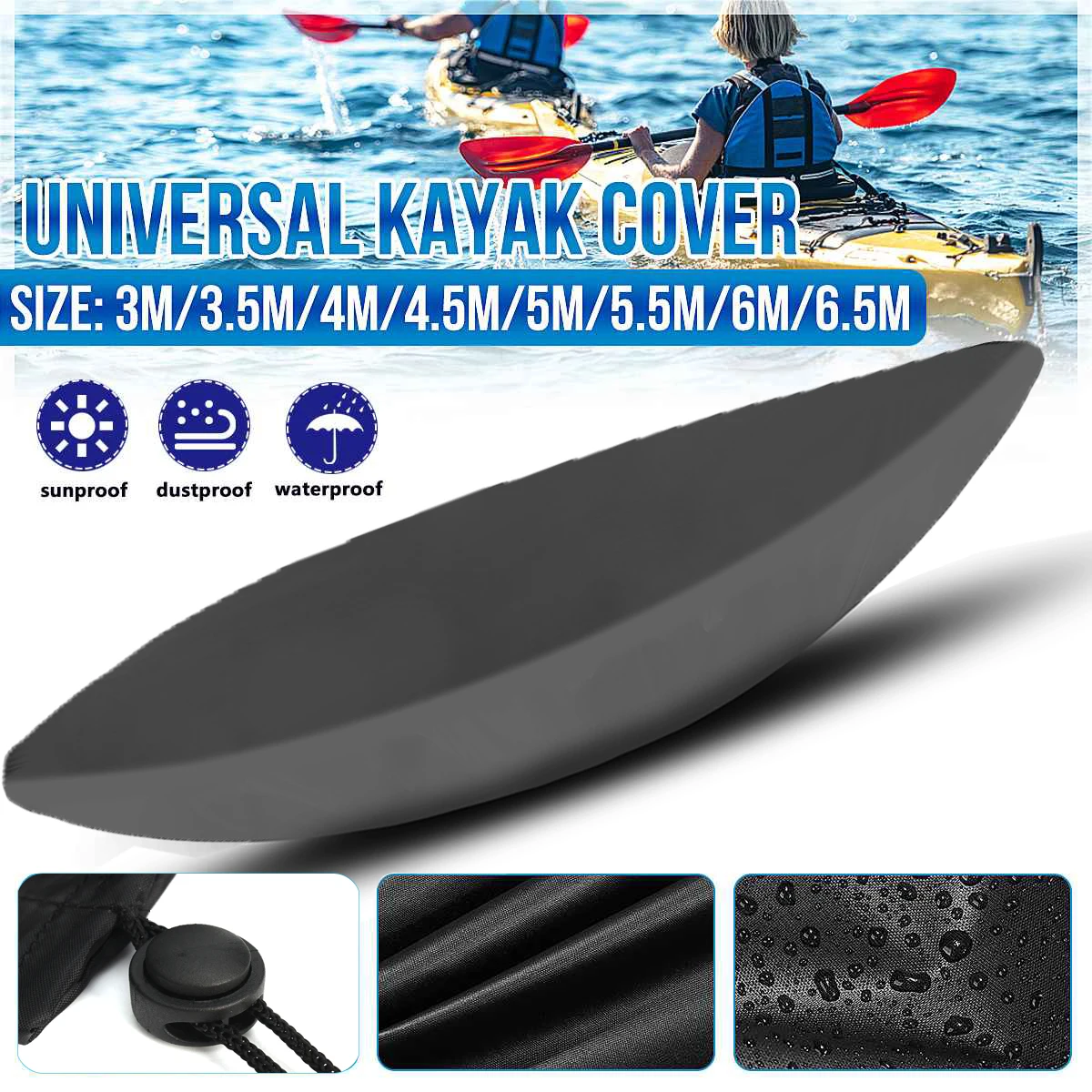 Protective Cover Waterproof Anti-uv Outdoor Canoe Universal Storage Bag Inflatable Boat Dust Cover Black