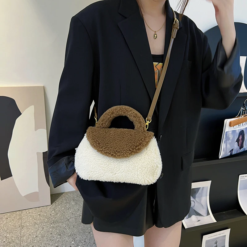 

Handbags For Women High Quality New Autumn And Winter Shoulder Bags Popular Texture Plush Female Leisure Simple Messenger Bag