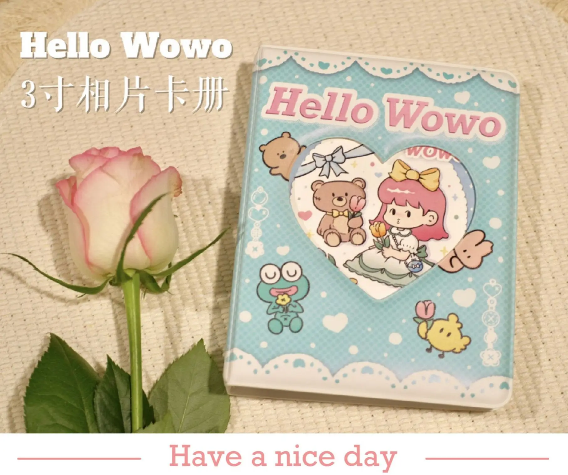 

Cute Hello Wowo Photocard Holder Book Kpop Binder 64Pocket Idol Mini Photo Collect Book 3inch Album For Polaroid Instax Mini