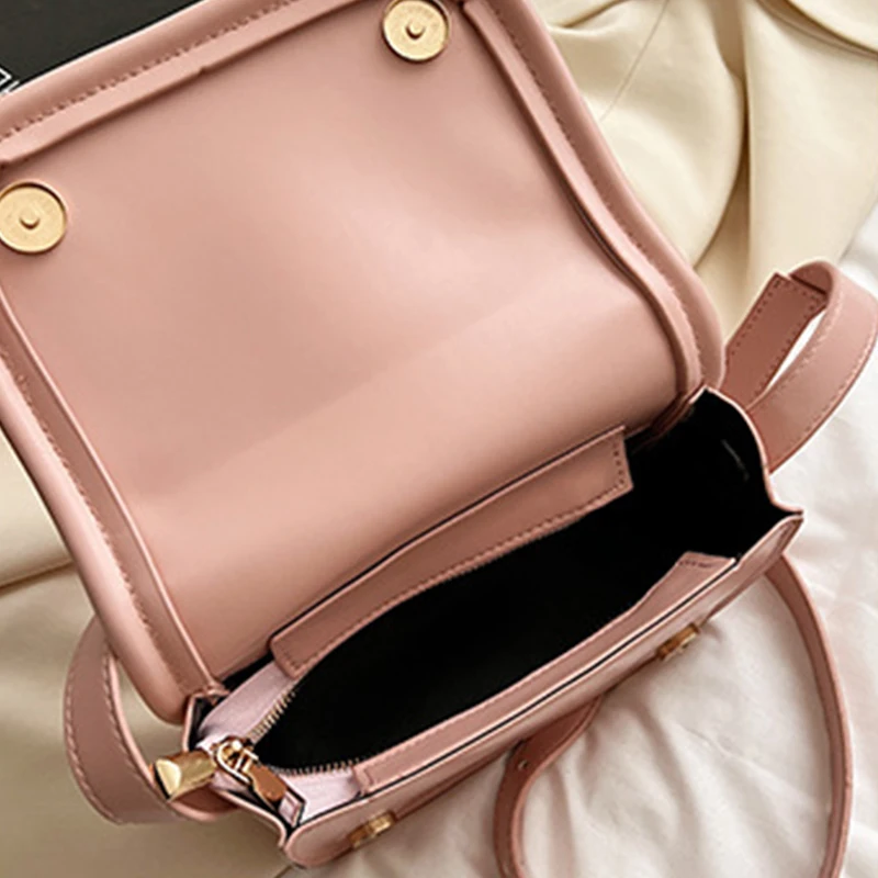 Contrast Color Leather Crossbody Bags for Women 2023 Fashion Flap Bags Women Simple Shoulder Bag Ladies Luxury Handbags