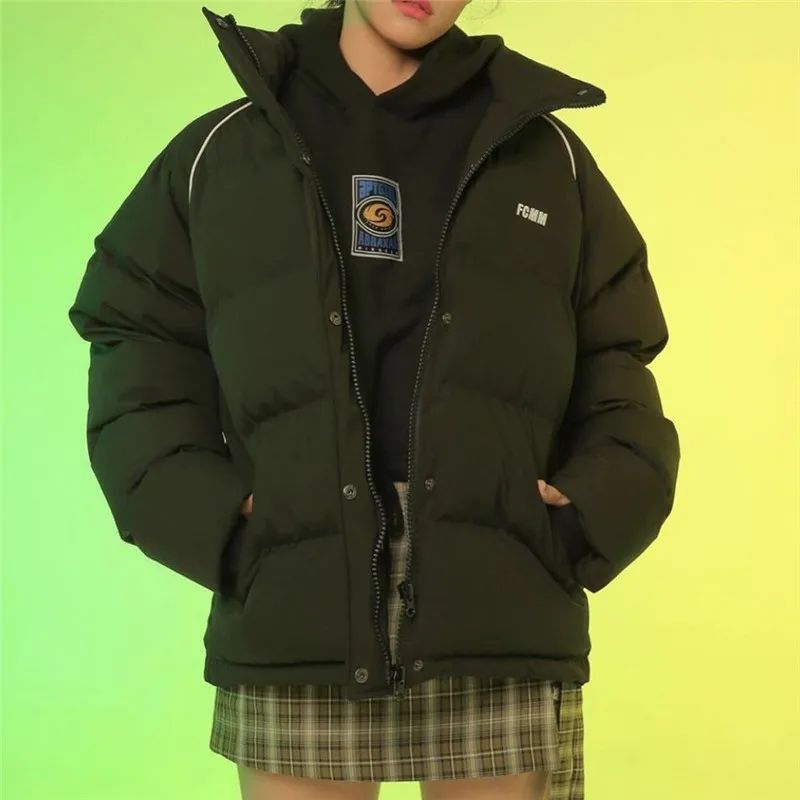Trendy Basic Pure Cotton Down Padded Jacket for Female Women Winter Popular Soft Thick Leisure Stand Collar Outerwear Parkas New