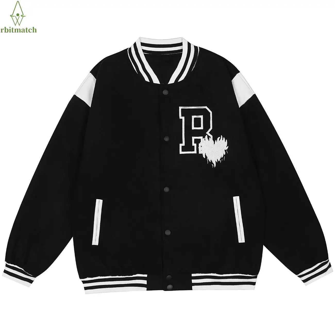 

Arbitma Men Hip Hop Bomber Jacket Streetwear Vintage Heart Flame Embroidery Baseball Jacket Coat 2021 Autumn Cotton Jacket Black