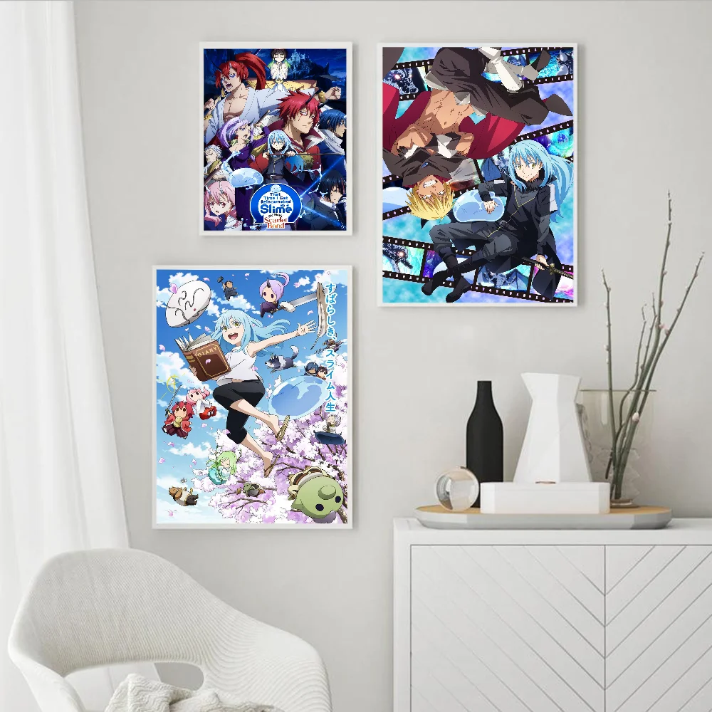 Tensei Shitara Slime Datta Ken DIY Sticky Poster Vintage Room Bar Cafe Decor Home