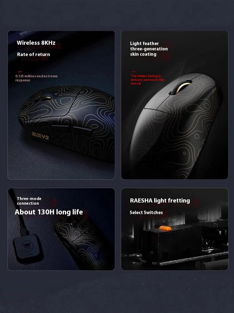 Мышь Waizowl Ogm Pro V2 трехрежимная беспроводная мышь Paw3950 30000 точек на дюйм легкая