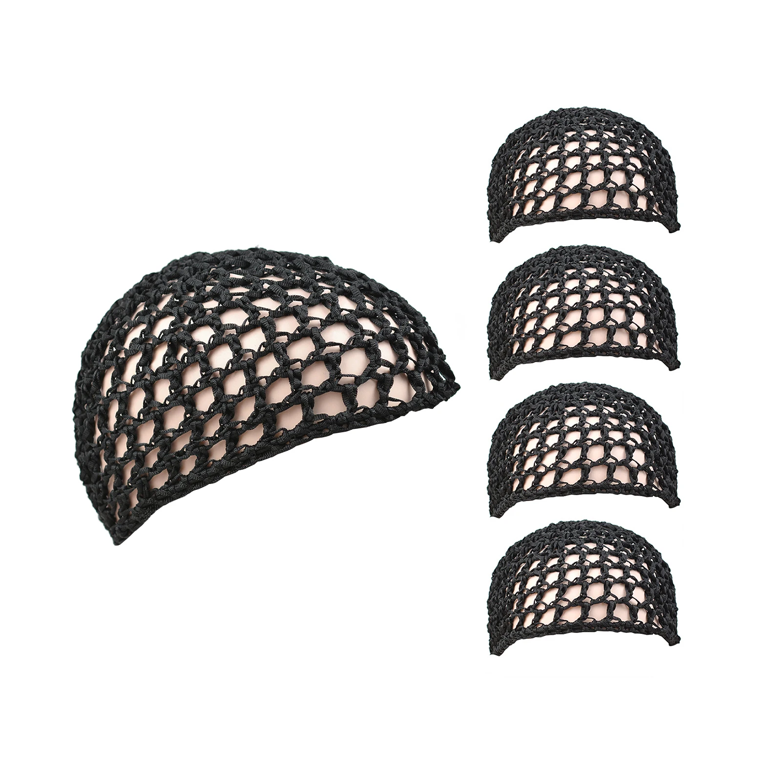 

4 Pcs Crochet Hair Net Rayon Mesh Knit Snood Hat Women Hair Net for Sleeping (Black)