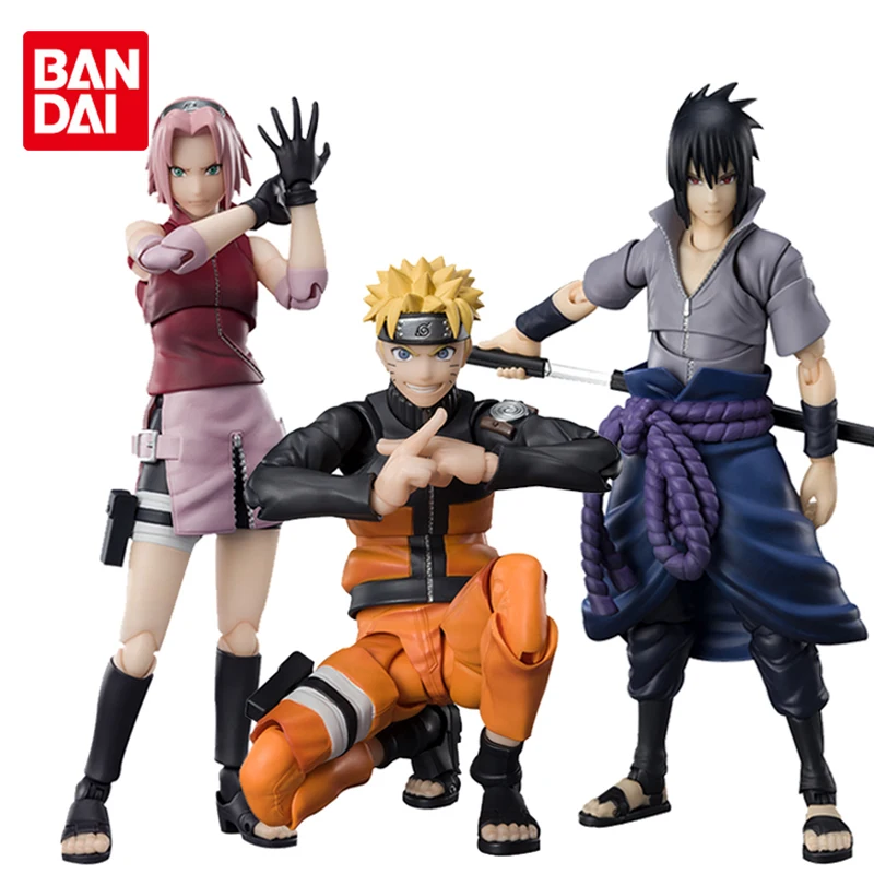 

Bandai Original SHF Naruto Shippuden Uzumaki Naruto Uchiha Sasuke Haruno Sakura 2.0 Joints Movable Anime Action Figure Toys