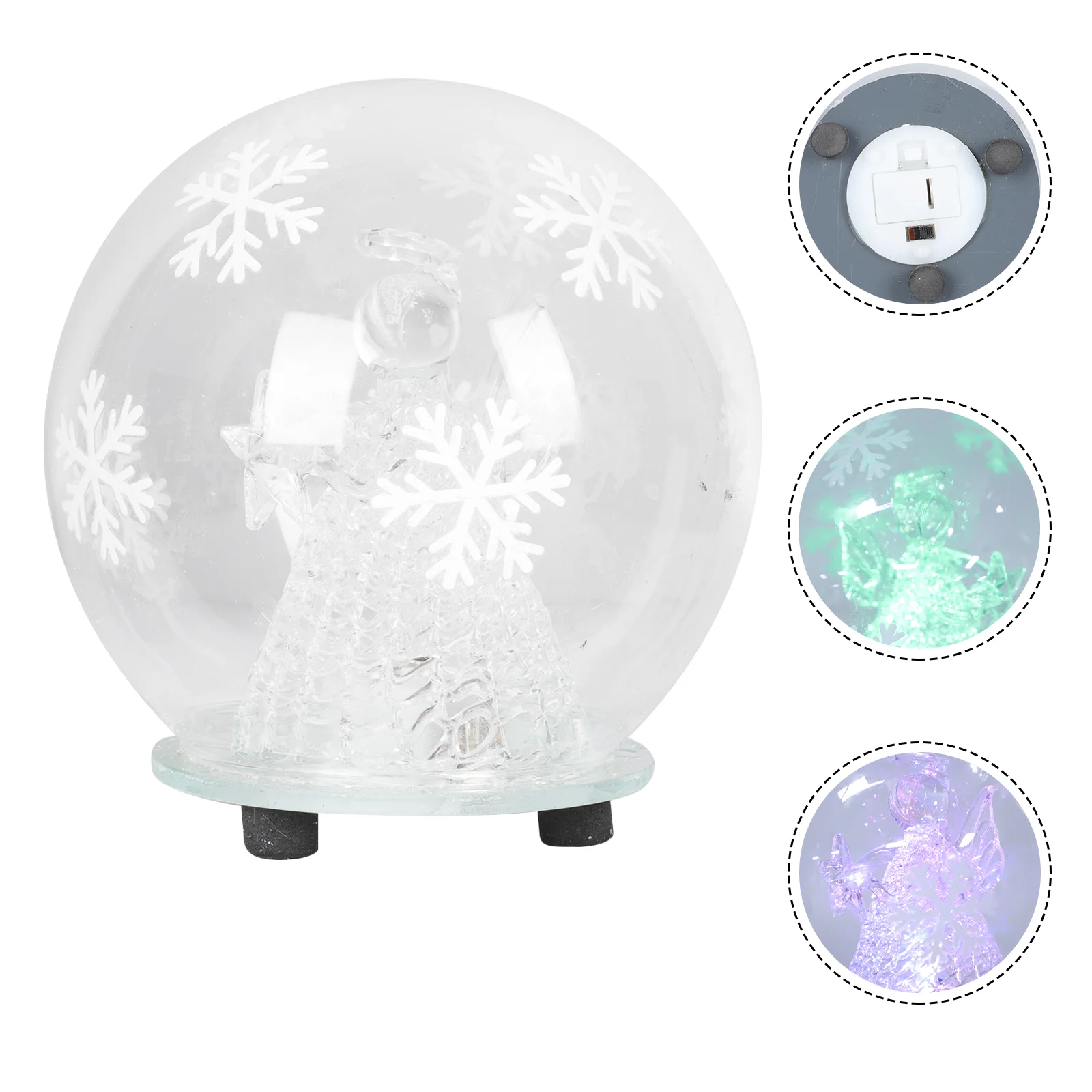 

Crystalglobe Snowsphere Angel Christmas Decor Light Carving Xmasornamentround Changing Luminous Colorholiday Adorn Table