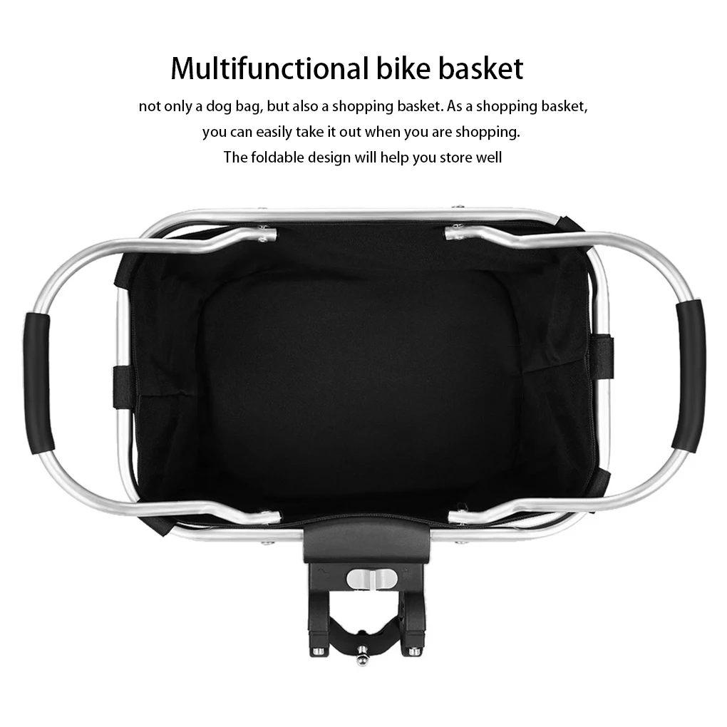 

Bicycle Front Basket Foldable Carry Pouch Waterproof Carrier Aluminum Alloy Holder Baggage Bag Cycling 5KG Load