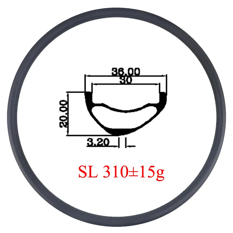 Велосипедное кольцо LIENGU SL 310g XC 36 мм асимметричное горное из углеродного волокна 29